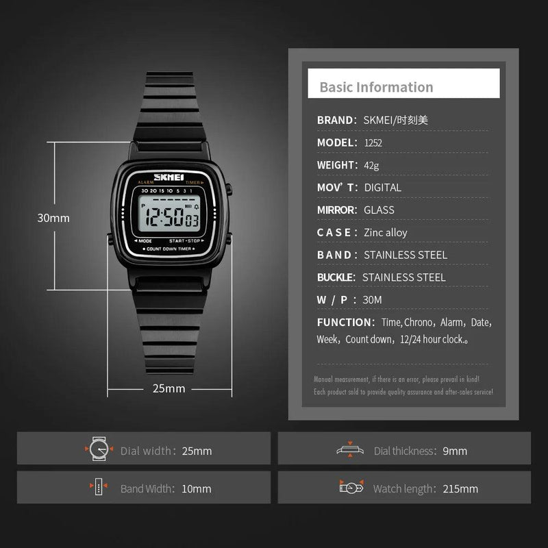 Relógio Digital SKMEI 1901 – Elegância e Funcionalidade para Mulheres Modernas